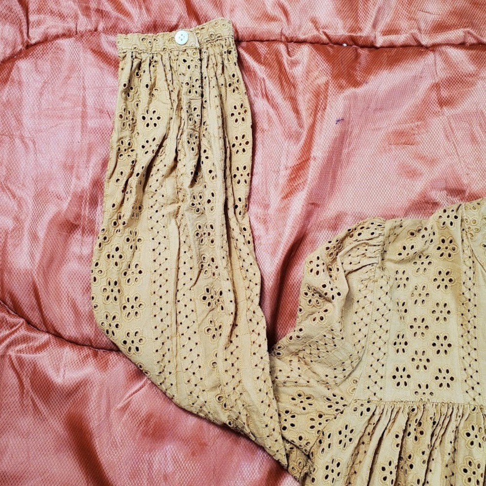 Madewell Eyelet Women‎ Medium Double Tie Peasant Top Long Sleeve Boho True Brown - Picture 4 of 14